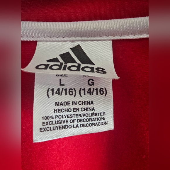 Adidas Girls large size 16-18 3 white striped jacket - Picture 4 of 6